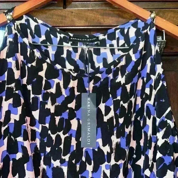 New With Tags / Karina Grimaldi Cold Shoulder Dress, Size S, Black & Purple - Picture 2 of 11